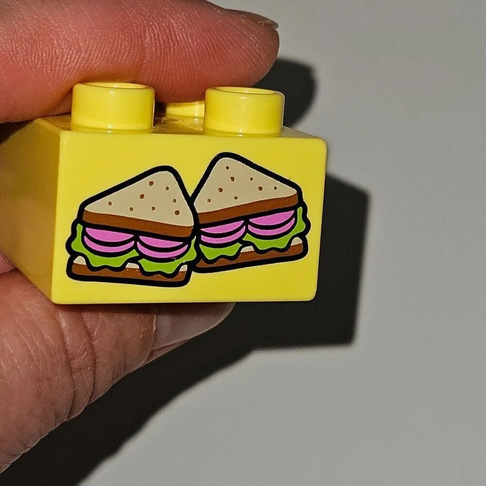 3 Lego Duplo Bricks Pink Minnie Mouse Cash Register Orange Pitcher Sandwiches - Picture 7 of 9
